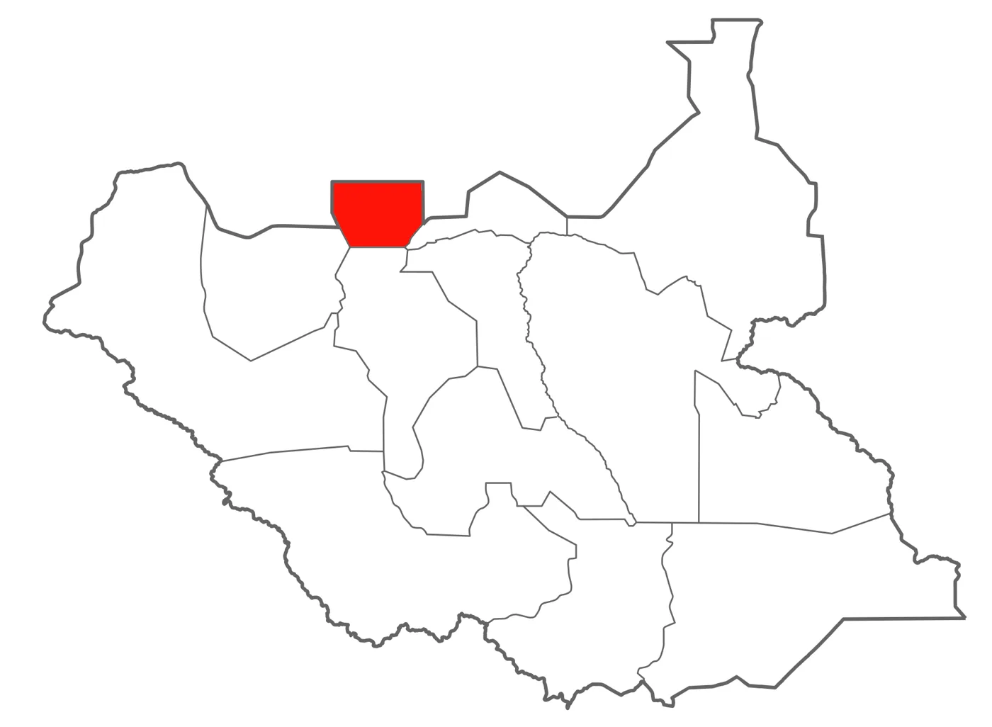Locator map of South Sudan with the Abyei Special Administrative Area highlighted in red in the north (map graphic). Amiet market is north of Abyei town, in the disputed area on the Sudan–South Sudan border. This map does not depict any event reported in this article.