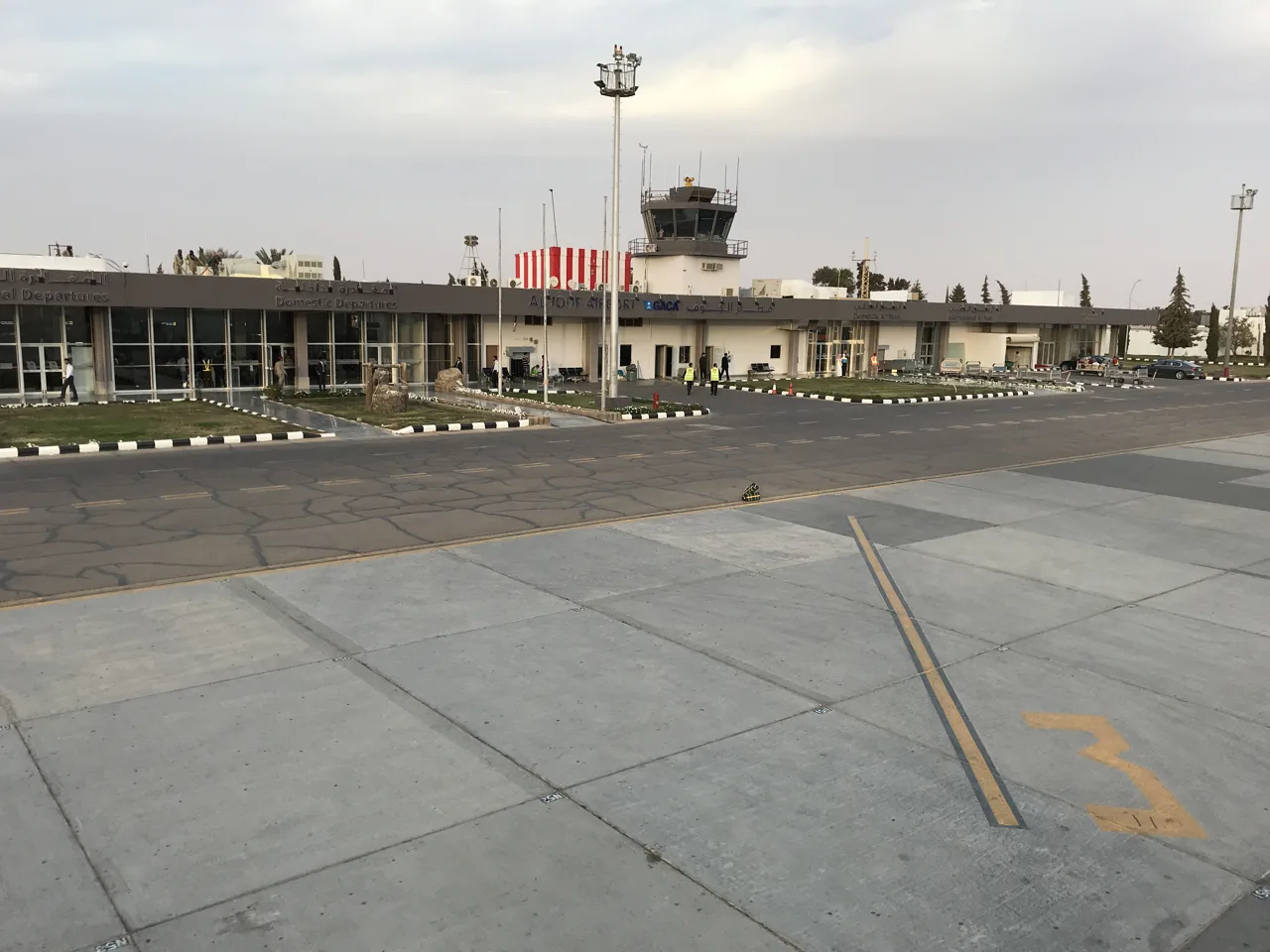 A regional airport terminal in Saudi Arabia (Al Jouf, December 2017). File photo — it does not depict the October 2026 attacks on the Jazan and Najran airports.