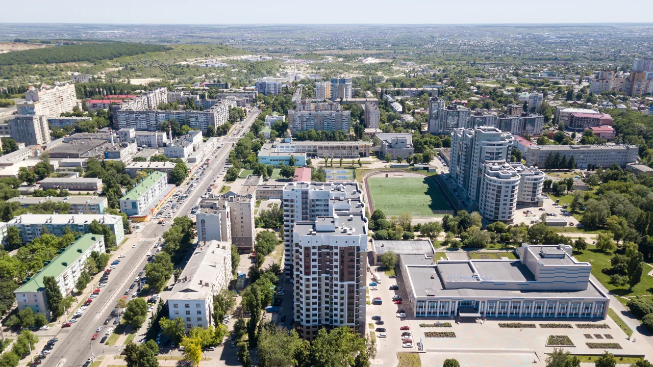An aerial view of residential districts in Belgorod, Russia (file photo). This photo does not depict any event reported in this article.