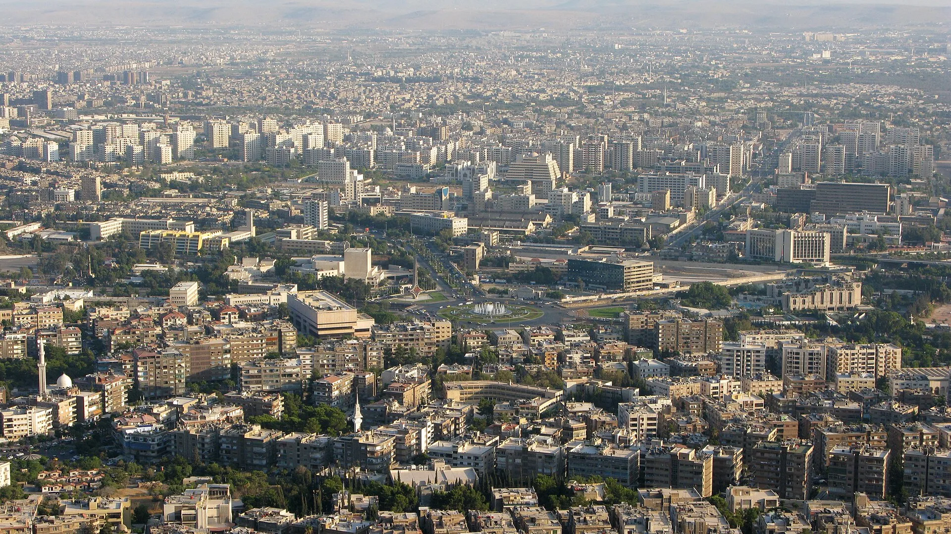 Damascus at sunset. This photo does not depict current military activity.
