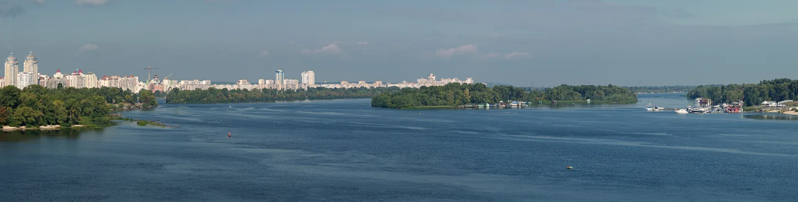 The Dnipro River with Kyiv's left-bank skyline on the horizon. Generic file photo — it does not depict the missile launch described in this article.