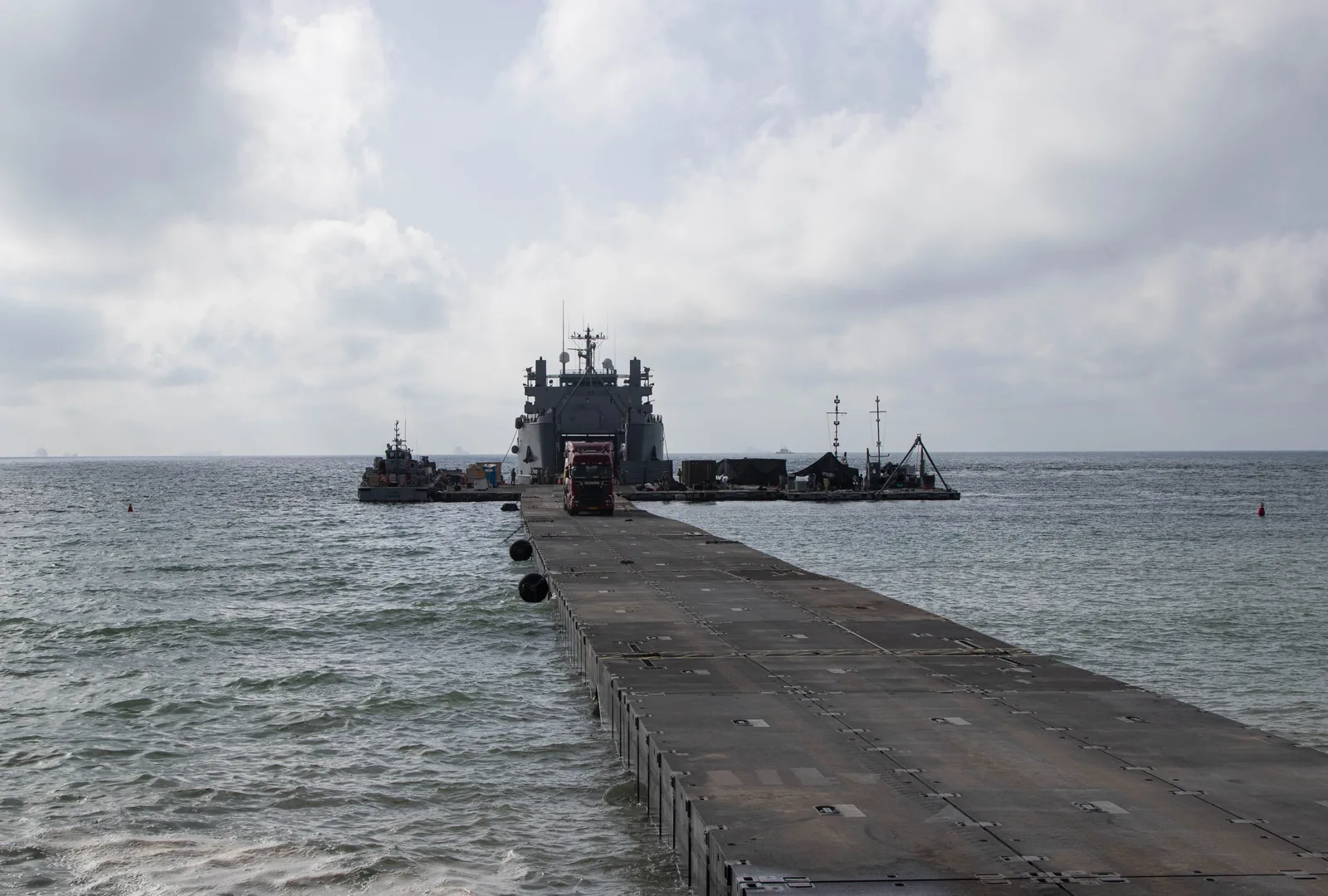 The Trident Pier humanitarian pier off the Gaza coast.