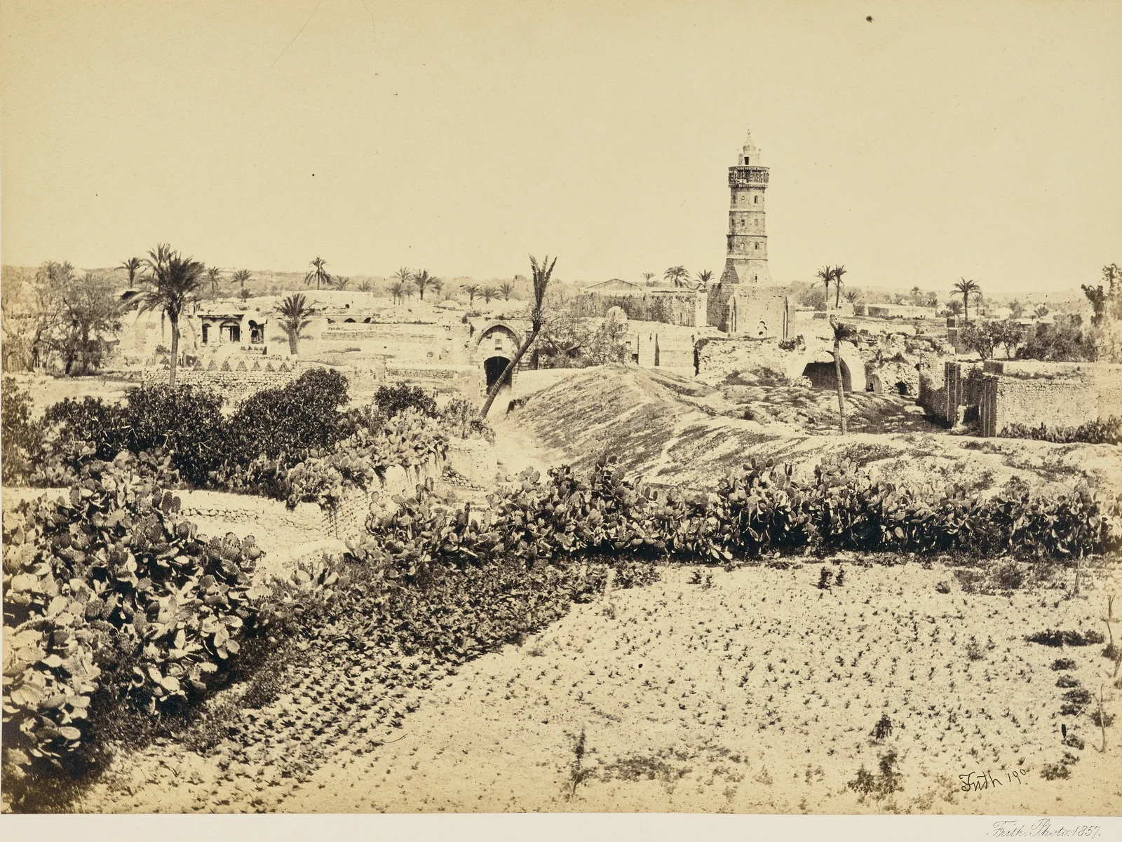 Gaza's Old Town with a minaret, in a 19th-century photograph. Historical file photo — it does not depict the strike or the events described in this article.