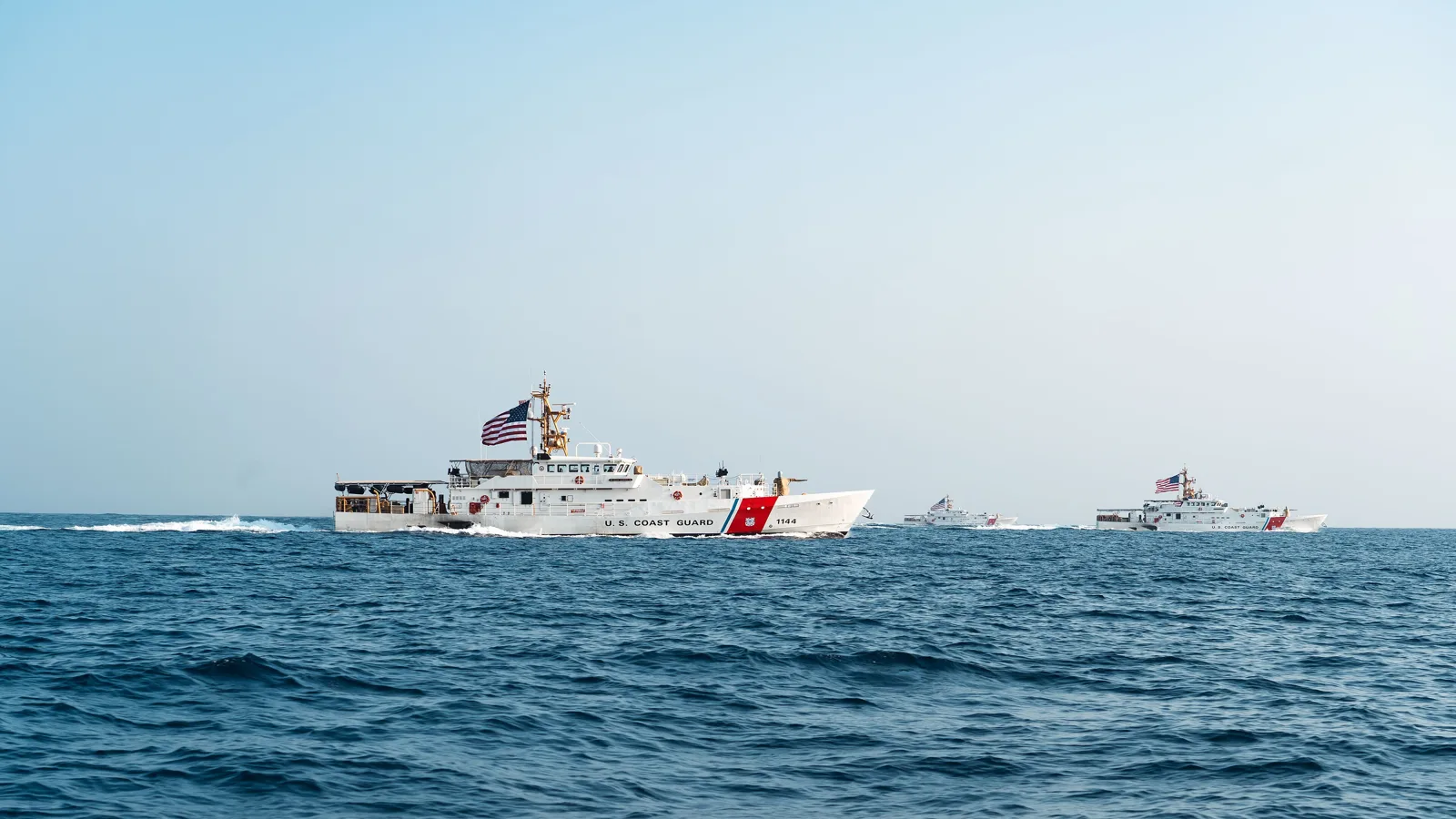 US Coast Guard cutters transiting the Strait of Hormuz (2022 file photo). This photo does not depict any vessel or event reported in this article.