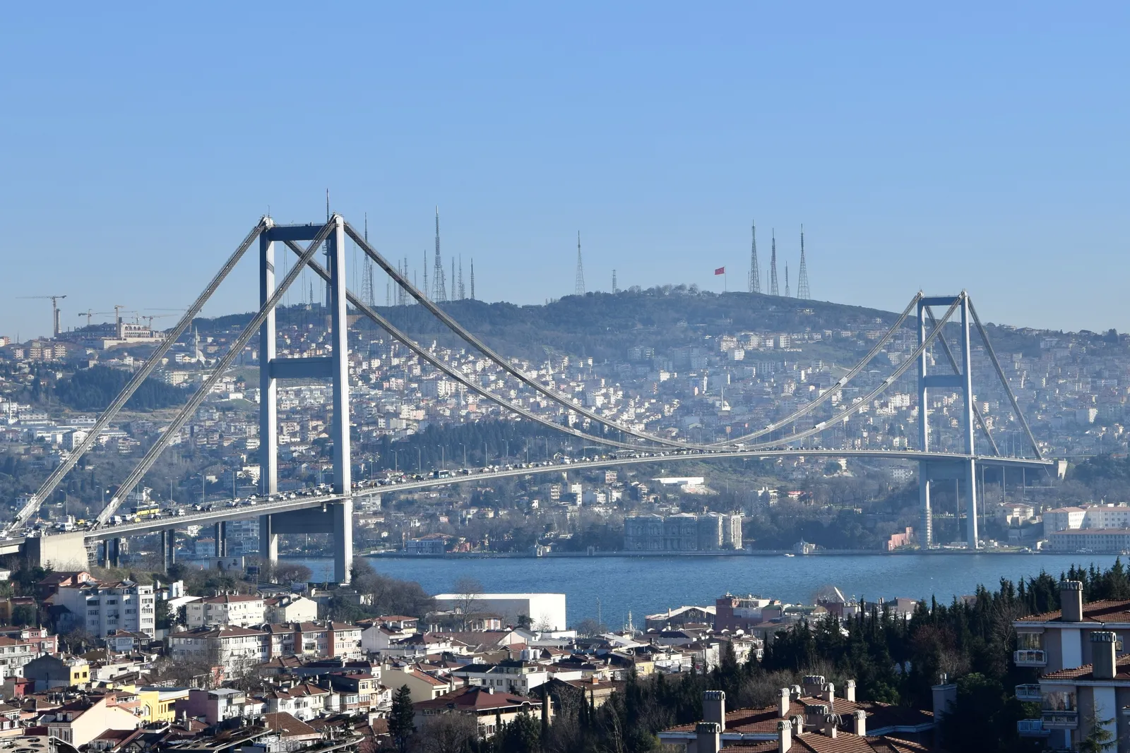 The Bosphorus Bridge (15 July Martyrs Bridge) over the Bosphorus strait in Istanbul (file photo). Foreign ministers from seven countries meet in the city on Friday. This photo does not depict any event reported in this article.