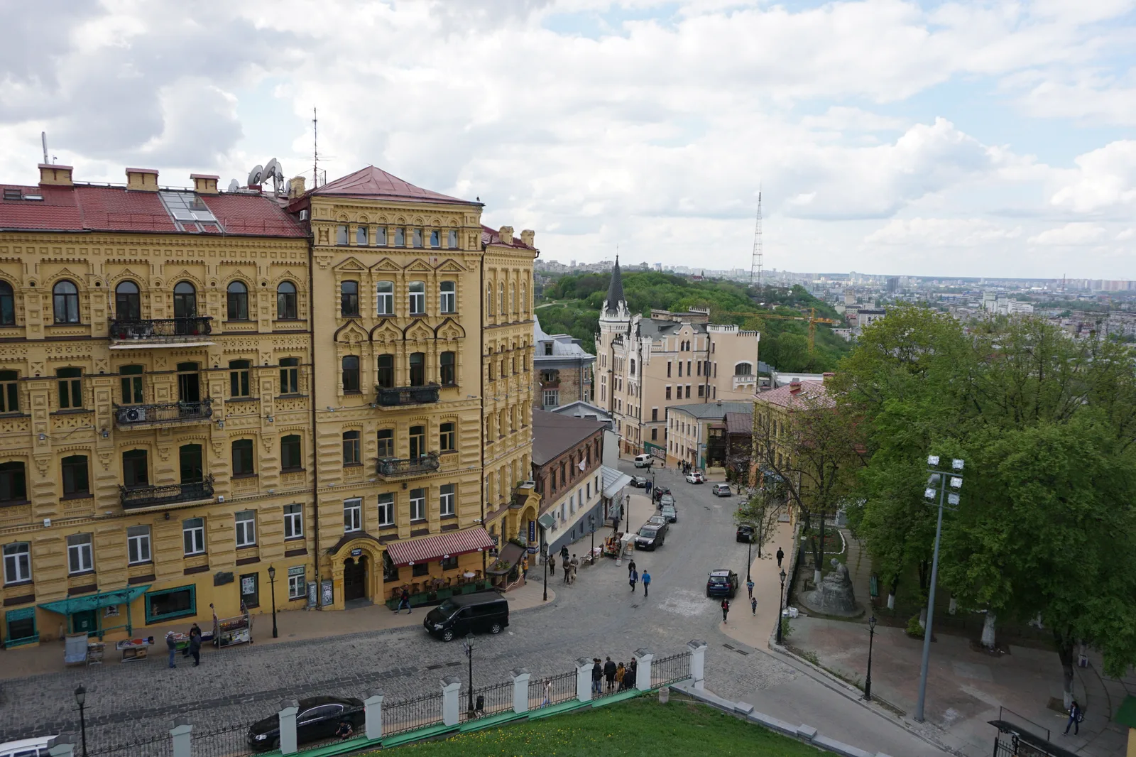 The Andriivskyi Descent in Kyiv, seen from St Andrew's Church (file photo). Russian missiles and drones struck the capital overnight into Thursday. This photo does not depict any event reported in this article.