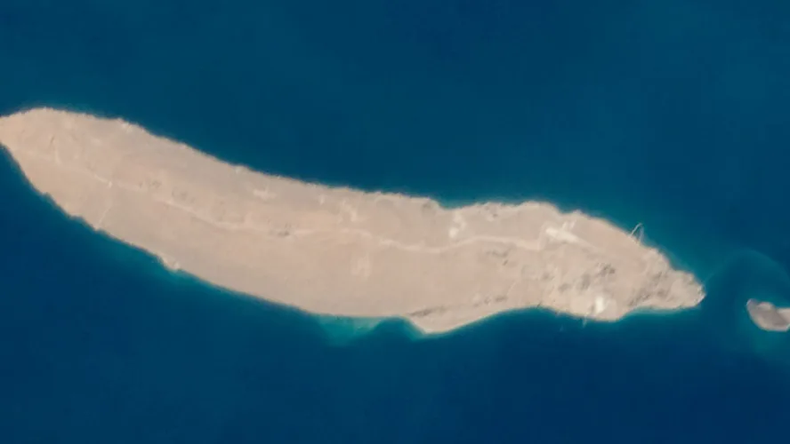Lavan Island in the Persian Gulf, photographed from the International Space Station (file photo). UKMTO said a ship was struck by an unknown projectile 40 nautical miles south of Lavan Island on Friday. This photo does not depict any vessel or event reported in this article.