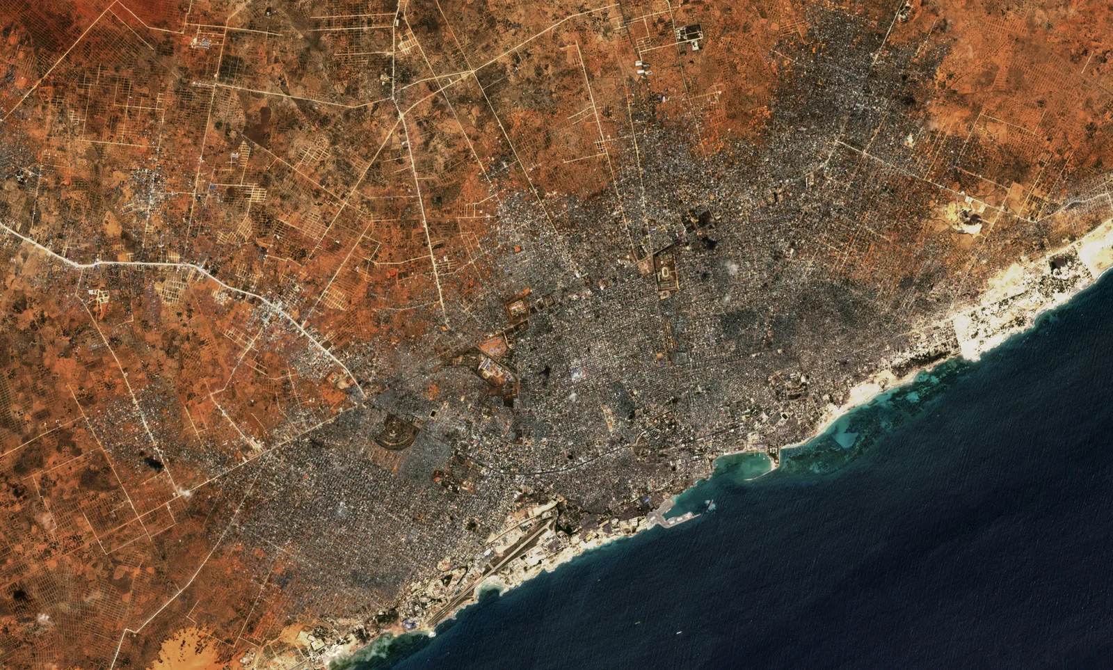 Mogadishu's coastline where the city meets the Indian Ocean.