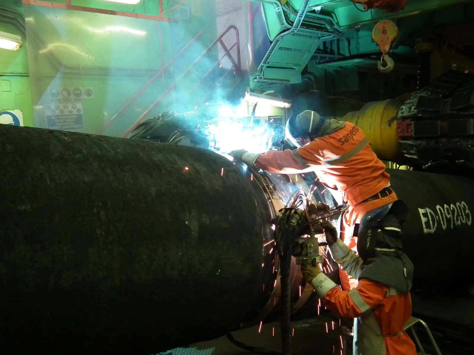 Nord Stream pipeline sections being welded aboard a pipelaying vessel (archive photo, 2011). This photo does not depict the talks described in this article.