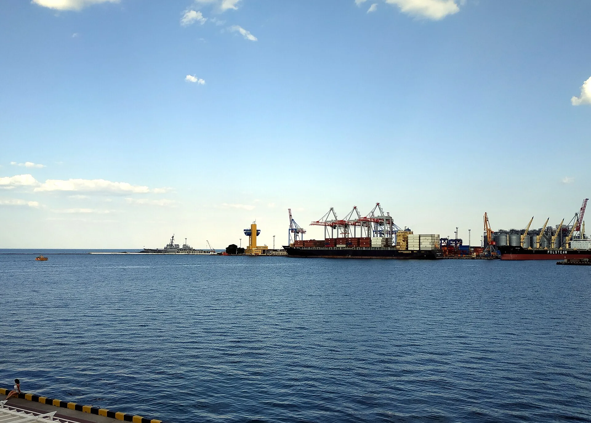 Container terminal at the Port of Odesa in a 2019 file photo. It does not depict the attack or the vessel described in this article.