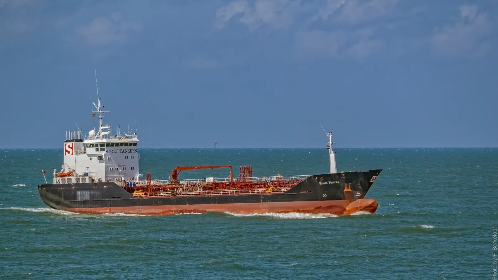 An oil tanker underway at sea.