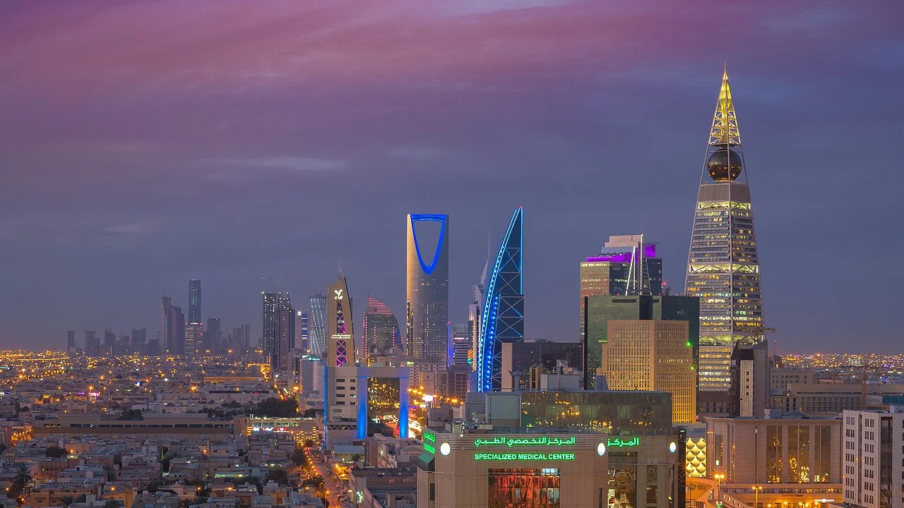Riyadh's skyline at night (2018 file photo). This photo does not depict the reported airport attack.