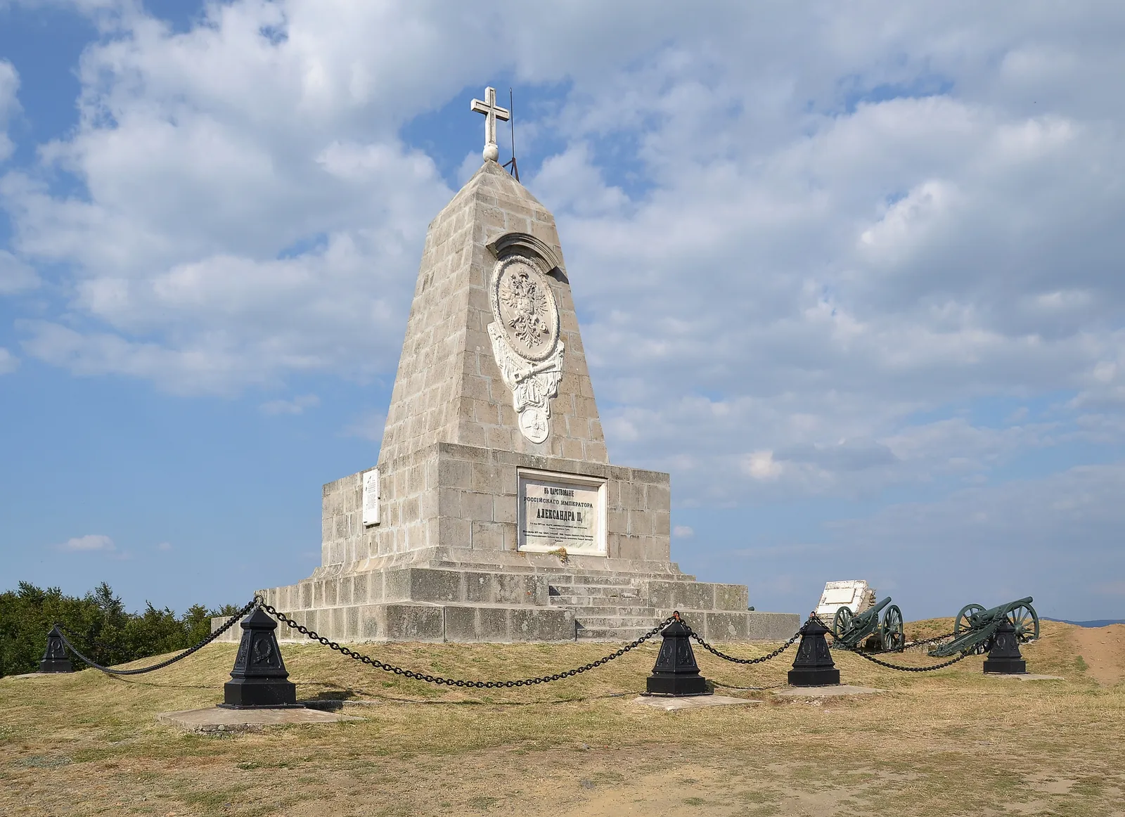 The memorial to Emperor Alexander II at Shipka Pass in Bulgaria, where Russian and Bulgarian forces held the pass against Ottoman attacks in 1877-78 (file photo). This photo does not depict the battle itself.