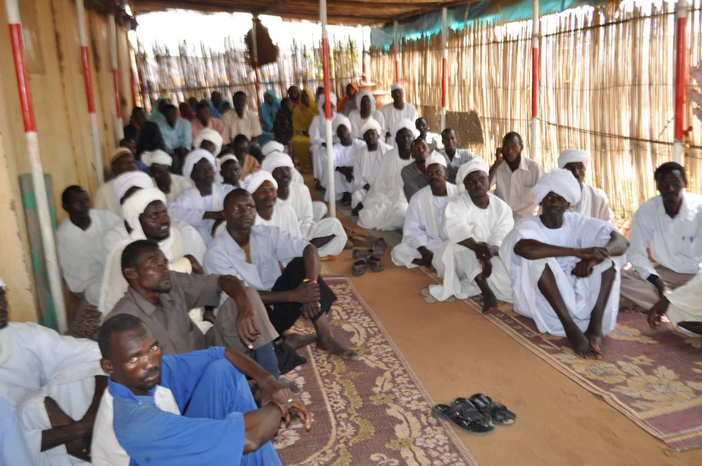 An internally displaced persons camp in Darfur, Sudan, in a 2009 archive photo — it does not depict the North Kordofan strikes described in this article.