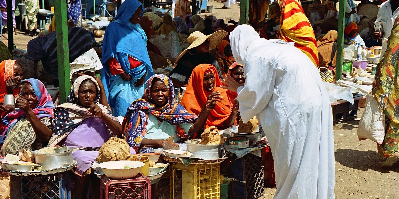 A daytime market in Khartoum, Sudan. Generic photo of ordinary market life; it does not depict the events described in this article.