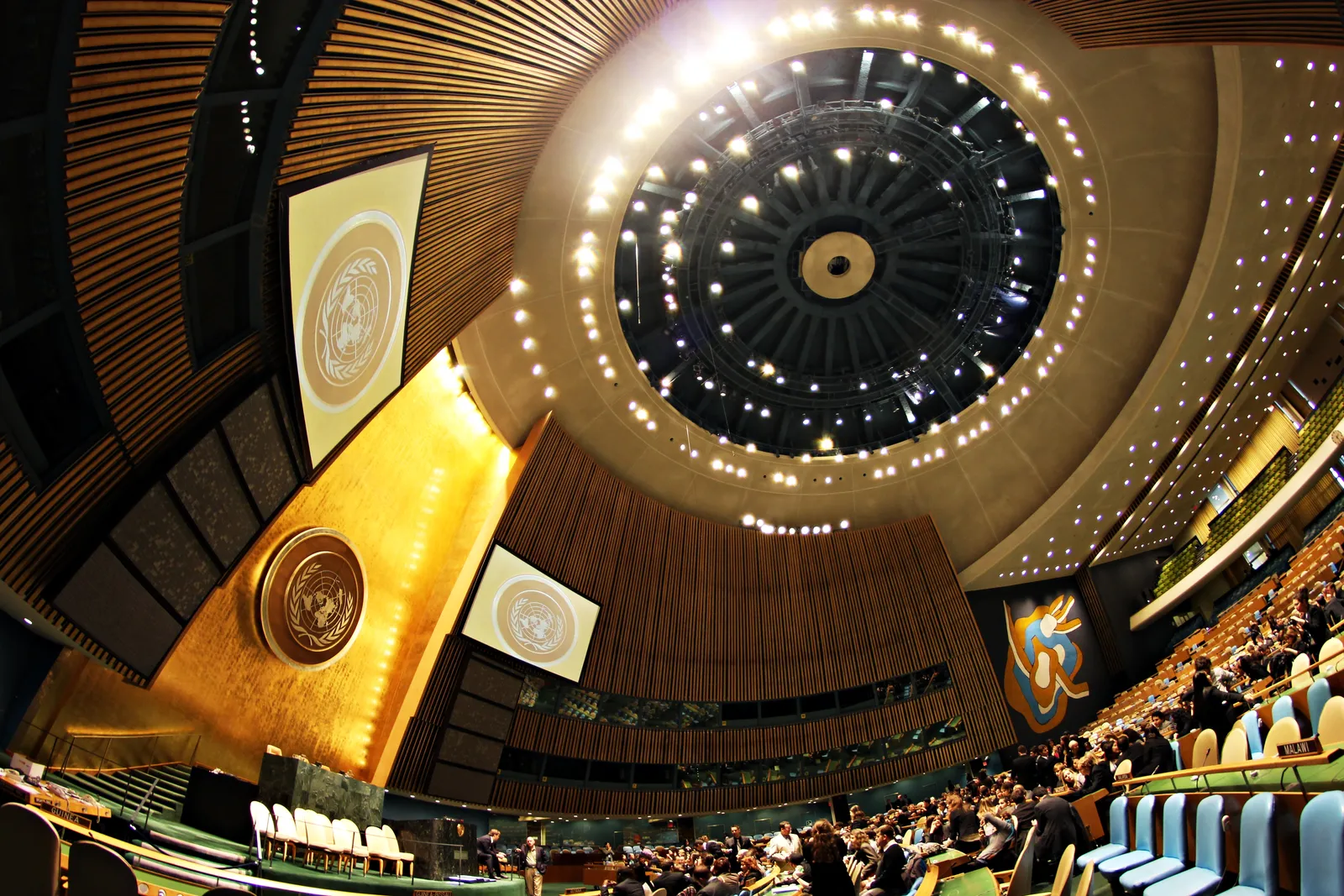 The United Nations General Assembly Hall in New York (file photo). The Board of Peace was unveiled to address conflicts typically handled by the United Nations; this photo does not depict any event reported in this article.