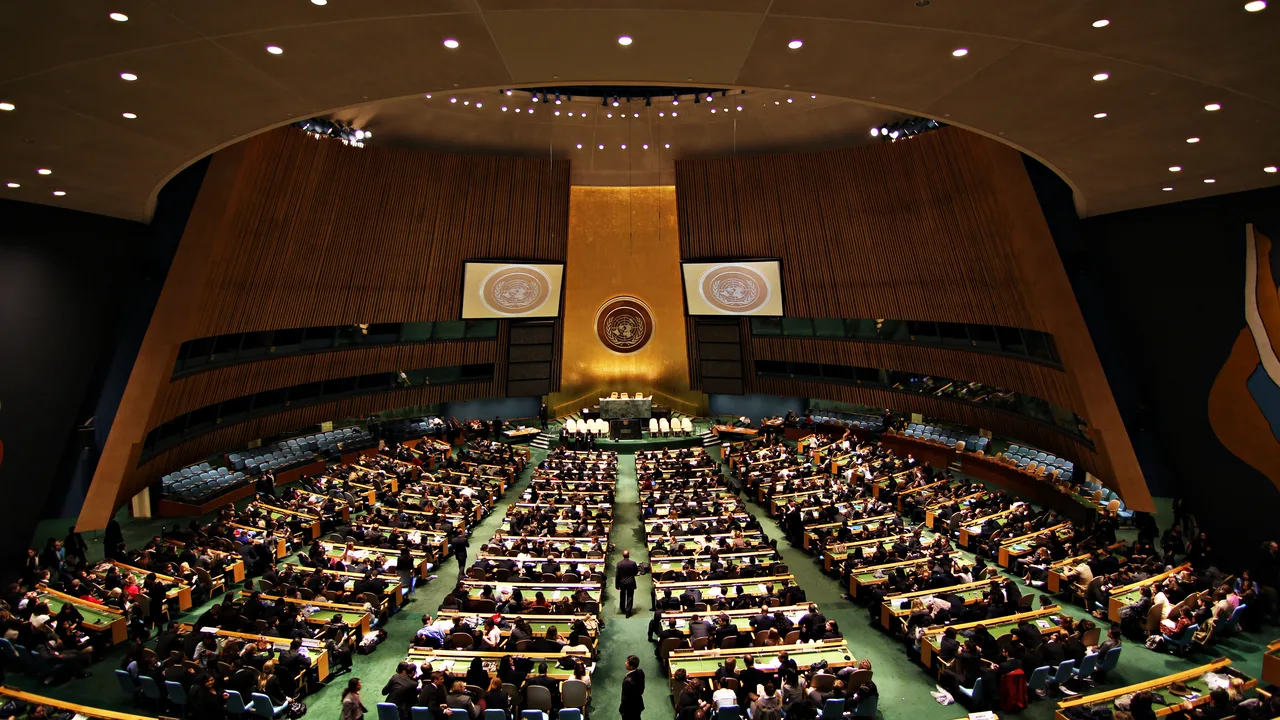 The UN General Assembly Hall in New York (file photo). The commission's report was submitted to the General Assembly. This photo does not depict any event reported in this article.