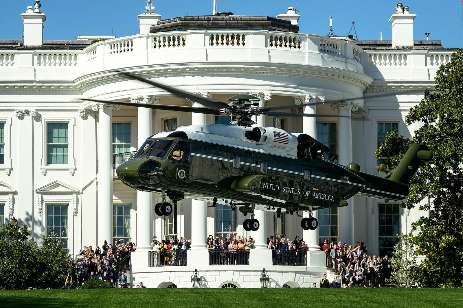 Marine One lifting off from the South Lawn of the White House (file photo, October 6, 2026). Trump made his 'wither' remarks to reporters on the South Lawn on Friday as he left Washington for Florida, where he raised 'another little Epic Fury' at a rally. This photo does not depict the remarks reported in this article.