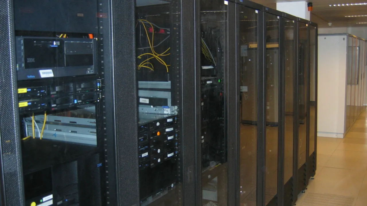 Server racks in a data centre (file photo). This photo does not depict the reported Yandex facility or the attack.