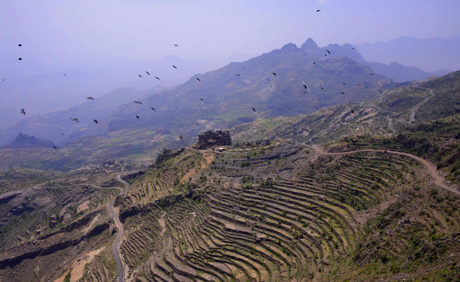 Terraced mountainsides in Yemen's Haraz Mountains.